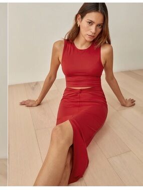 Reformation Red Rylan Crop Sleeveless Top Made in USA